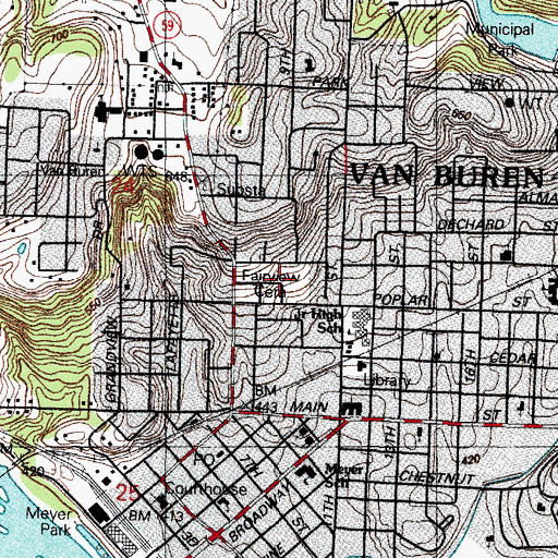 Topographic Map of Fairview Cemetery, AR