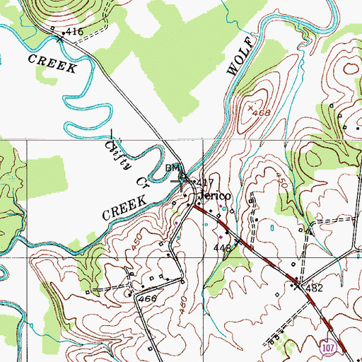 Topographic Map of Clifty Creek, KY