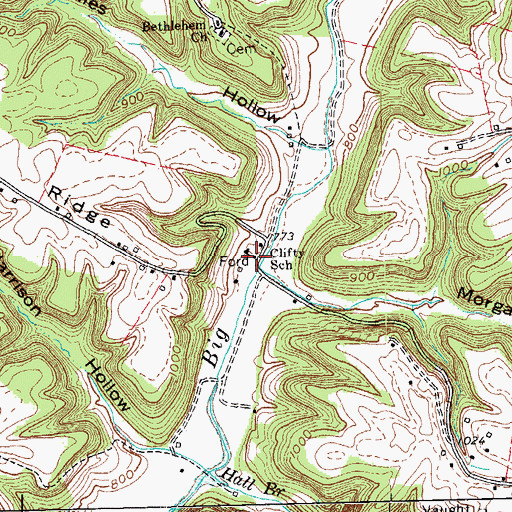 Topographic Map of Clifty School, KY