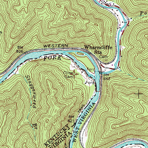 Topographic Map of Cline Cemetery, KY