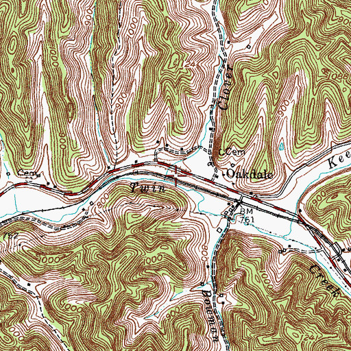 Topographic Map of Clover Branch, KY