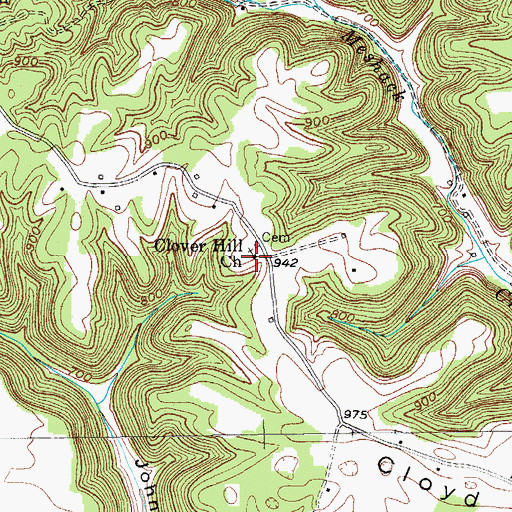 Topographic Map of Clover Hill Church, KY