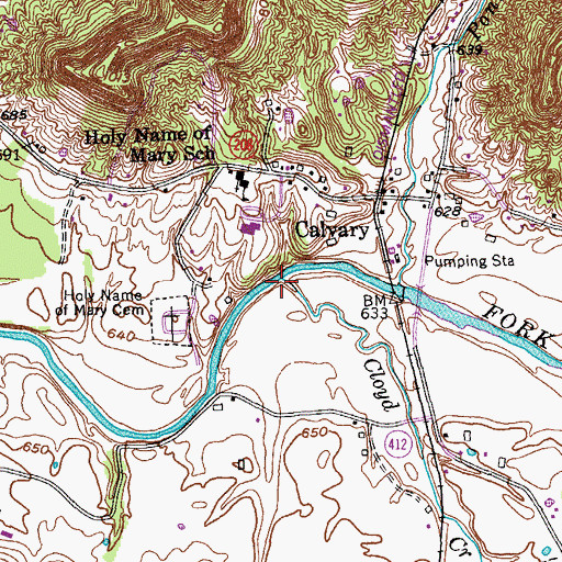 Topographic Map of Cloyd Creek, KY