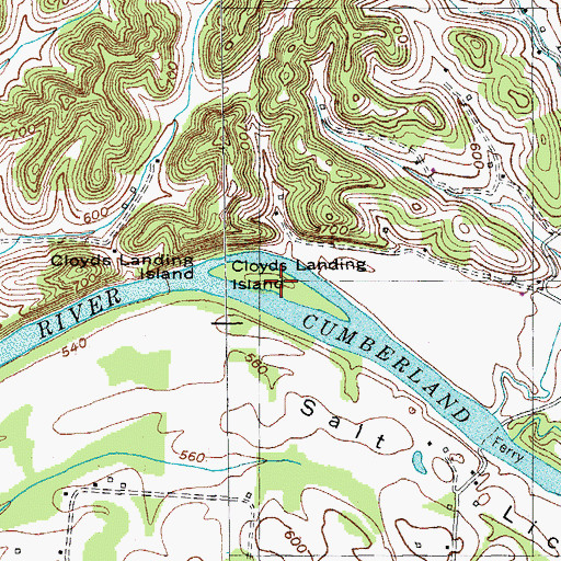 Topographic Map of Cloyds Landing Island, KY