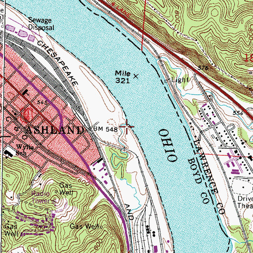 Topographic Map of Clyffeside Branch, KY