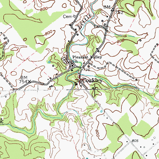 Topographic Map of Coakley, KY