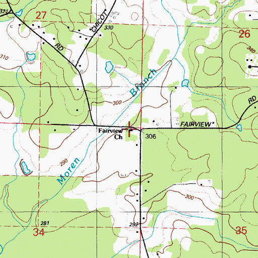Topographic Map of Fairview Church, AR