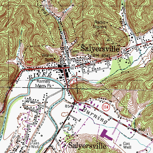 Topographic Map of Coal Branch, KY