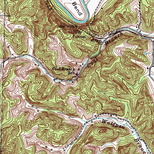 Topographic Map of Coal Branch School, KY