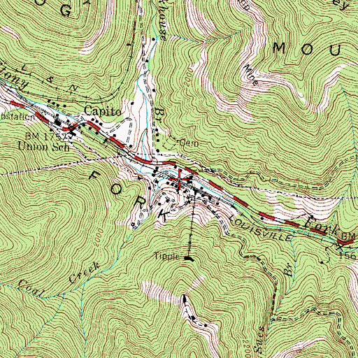 Topographic Map of Coal Creek, KY