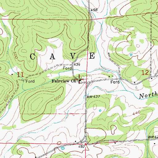 Topographic Map of Fairview Church, AR