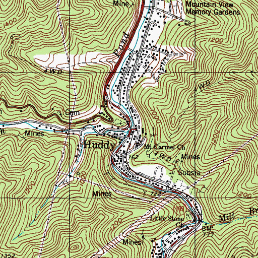 Topographic Map of Coburn Branch, KY