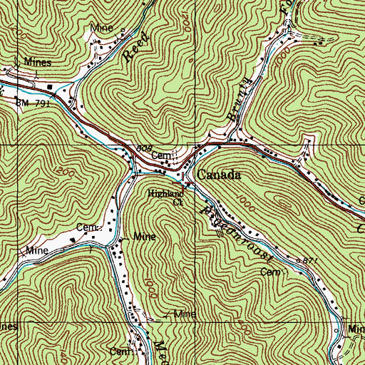 Topographic Map of Coburn Branch, KY