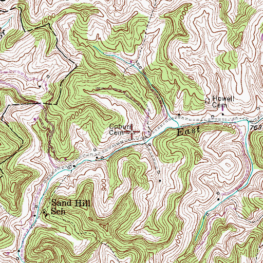 Topographic Map of Coburn Cemetery, KY
