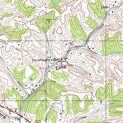 Topographic Map of Cocanougher Cemetery, KY