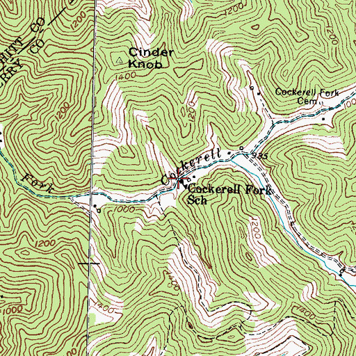 Topographic Map of Cockerell Fork School, KY