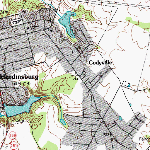 Topographic Map of Codyville, KY