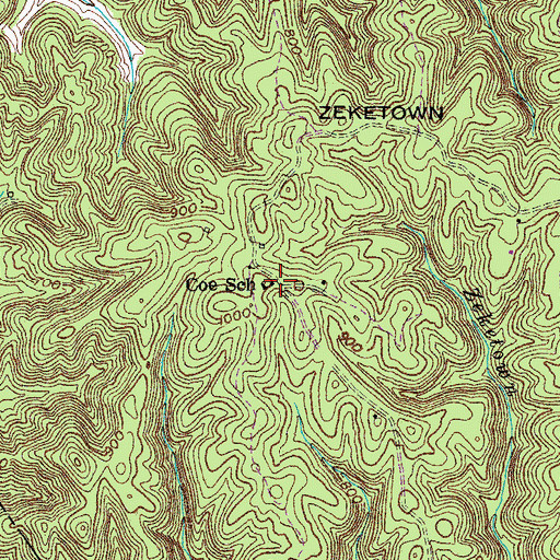 Topographic Map of Coe School, KY