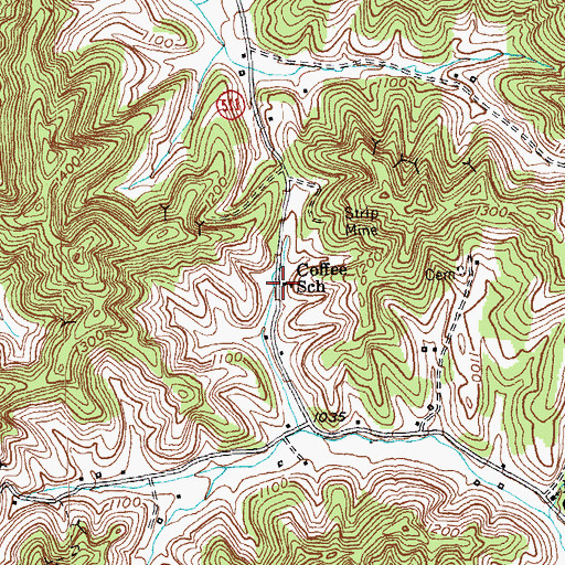 Topographic Map of Coffee School, KY