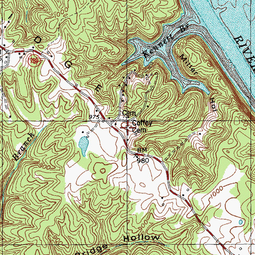 Topographic Map of Coffey Cemetery, KY