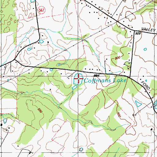 Topographic Map of Coffmans Lake, KY