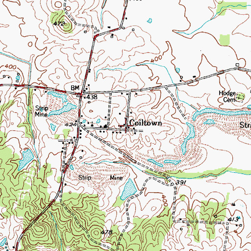 Topographic Map of Coiltown, KY