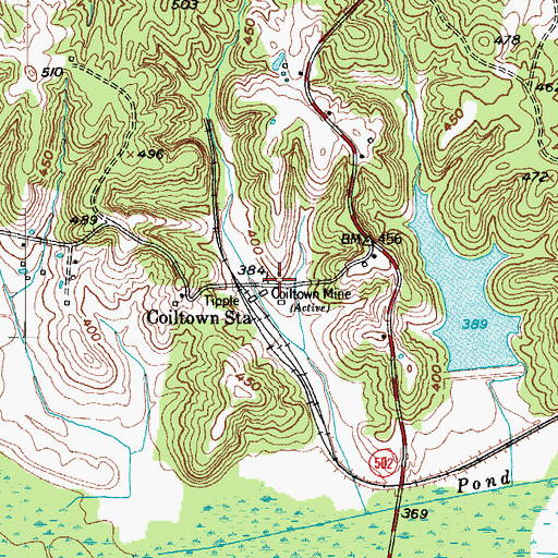 Topographic Map of Coiltown Mine, KY