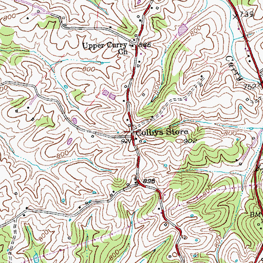 Topographic Map of Colbys Store, KY