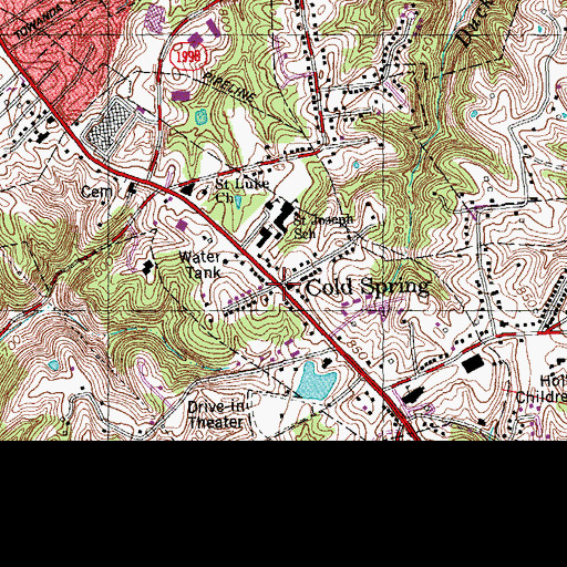 Topographic Map of Cold Spring, KY