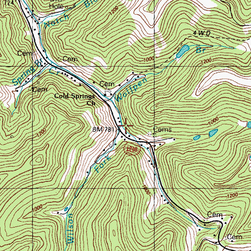 Topographic Map of Cold Springs School, KY