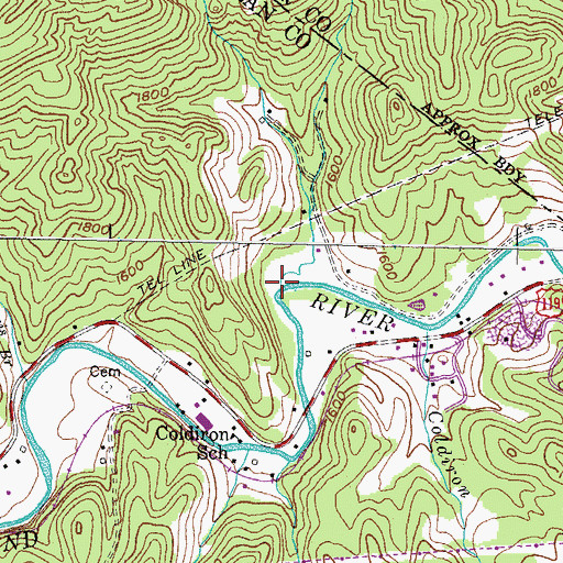 Topographic Map of Coldiron Branch, KY