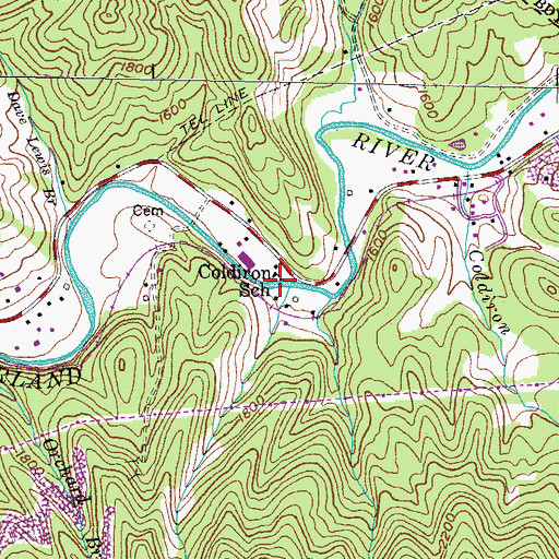 Topographic Map of Coldiron School, KY