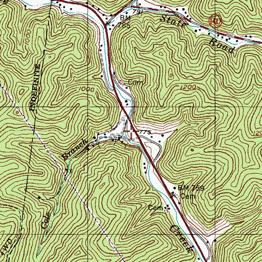 Topographic Map of Cole Branch, KY