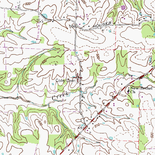 Topographic Map of Cole Cemetery, KY