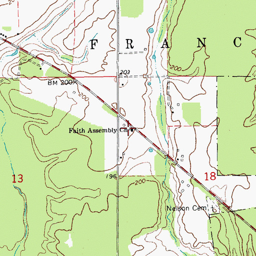 Topographic Map of Faith Assembly Church, AR