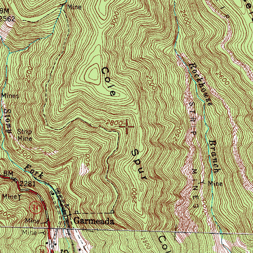 Topographic Map of Cole Spur, KY