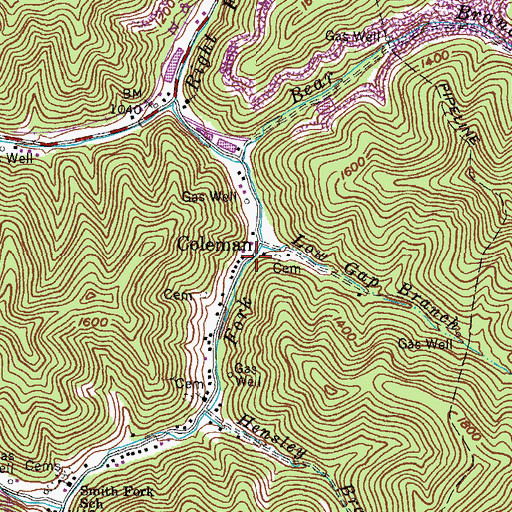 Topographic Map of Coleman, KY