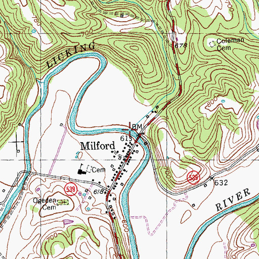 Topographic Map of Coleman Branch, KY