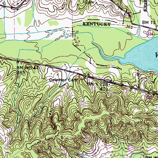 Topographic Map of Coleman Cemetery, KY