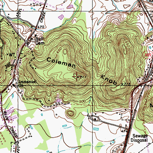 Topographic Map of Coleman Knob, KY