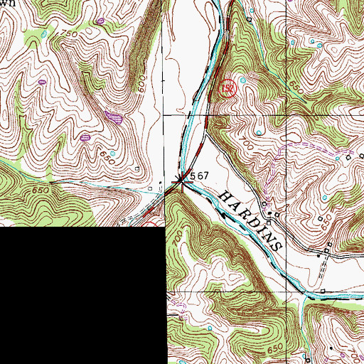 Topographic Map of Coleman Run, KY