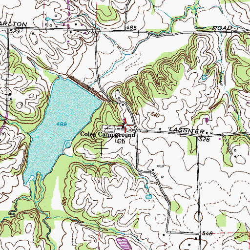 Topographic Map of Coles Campground Church, KY