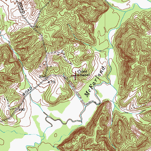 Topographic Map of Coles Chapel, KY
