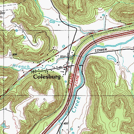 Topographic Map of Colesburg, KY
