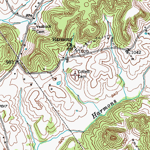 Topographic Map of Collett Cemetery, KY