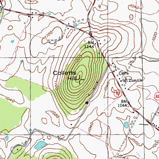 Topographic Map of Colletts Hill, KY