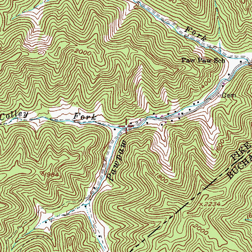 Topographic Map of Colley Fork, KY