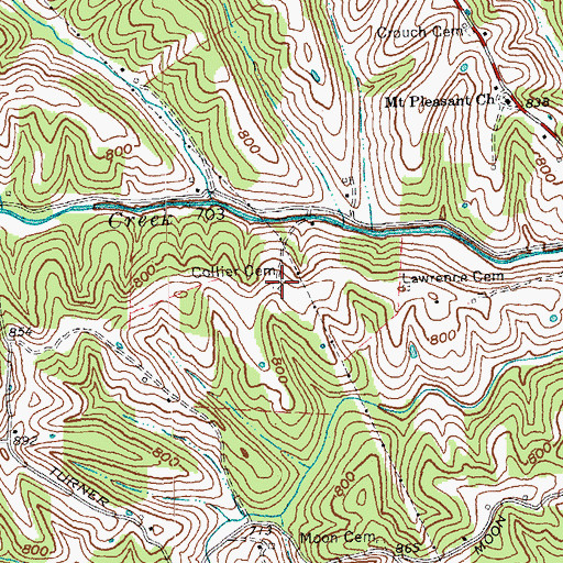 Topographic Map of Collier Cemetery, KY