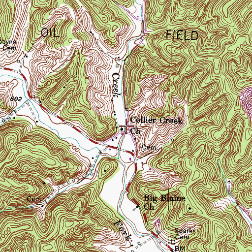Topographic Map of Collier Creek Church, KY