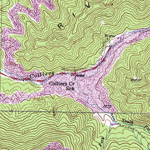 Topographic Map of Colliers Creek School, KY